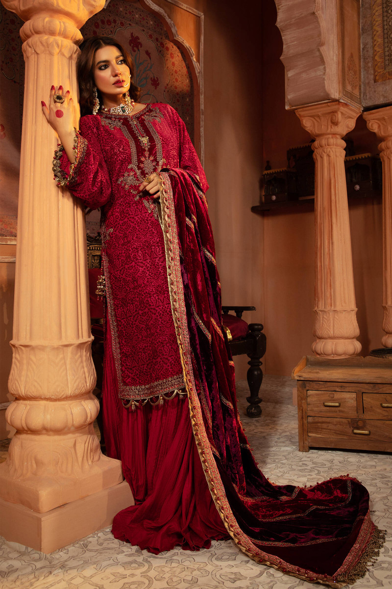 Maria B Velvet 106Fuchsia Pink Zinnia Couture
