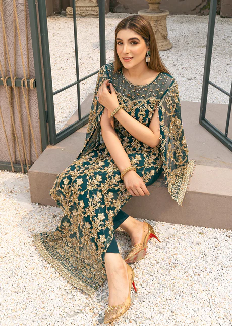 Cape style pakistani dresses 2018 sales