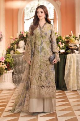 Mariab - 3 Piece Embroidered Chiffon Suit - 3