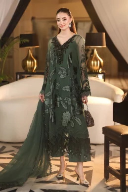 Mariab - 3 Piece Embroidered Chiffon Suit - 7